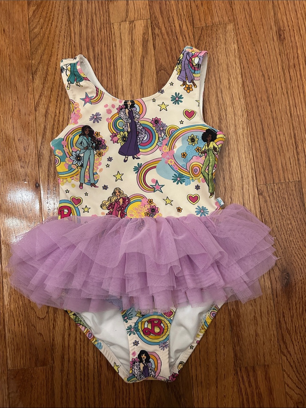 Posh Peanut Barbie Purple Tulle Tutu One-Piece Swimsuit-4T
